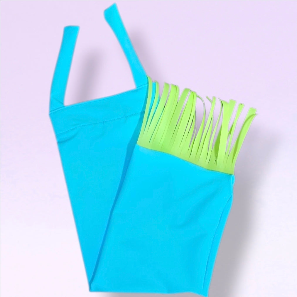 Aqua Swish Slinky Tail Bag with Lime jelly vinyl Tassels