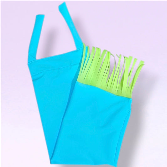 Aqua Swish Slinky Tail Bag with Lime jelly vinyl Tassels