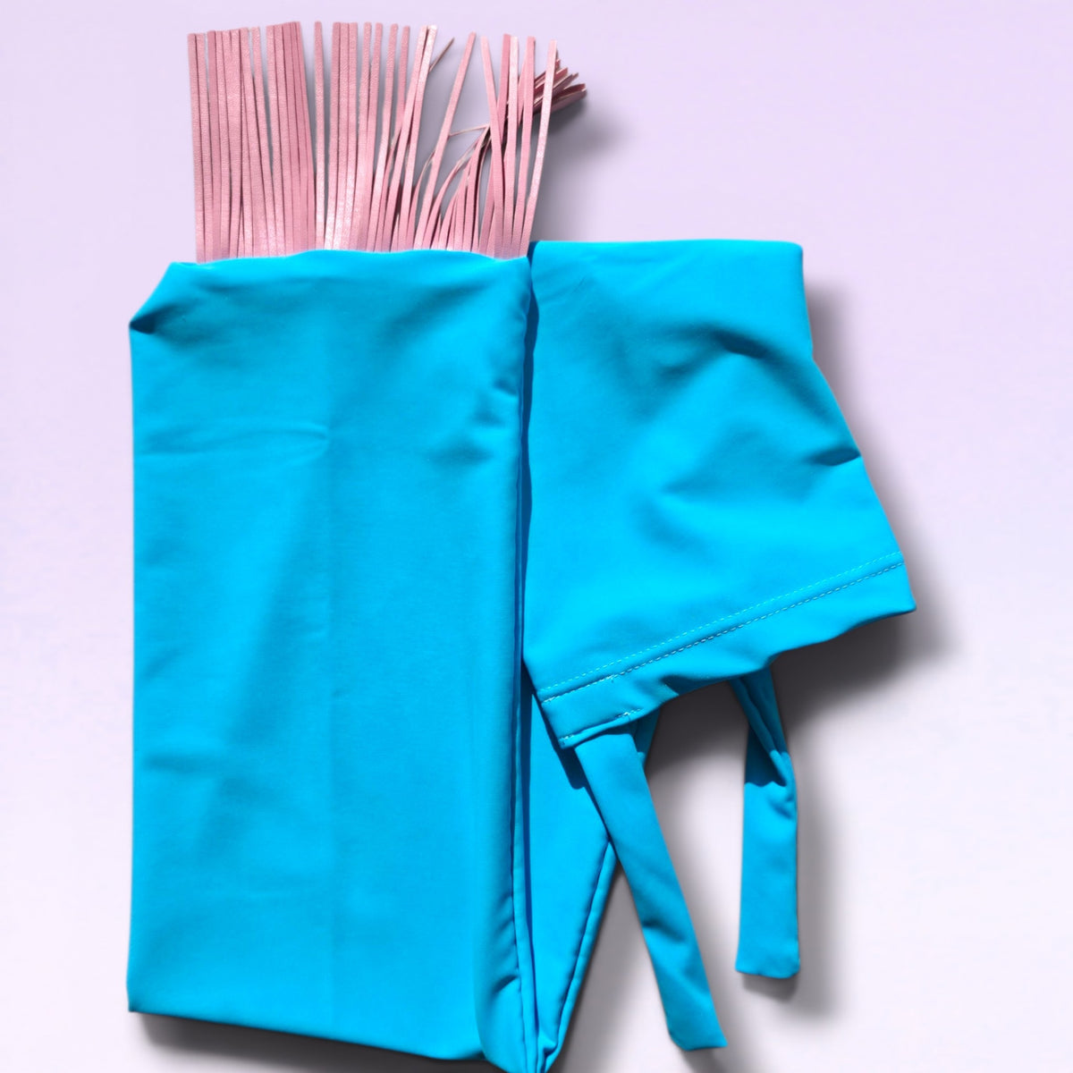 Aqua Swish Slinky Tail Bag with pale pink Tassels