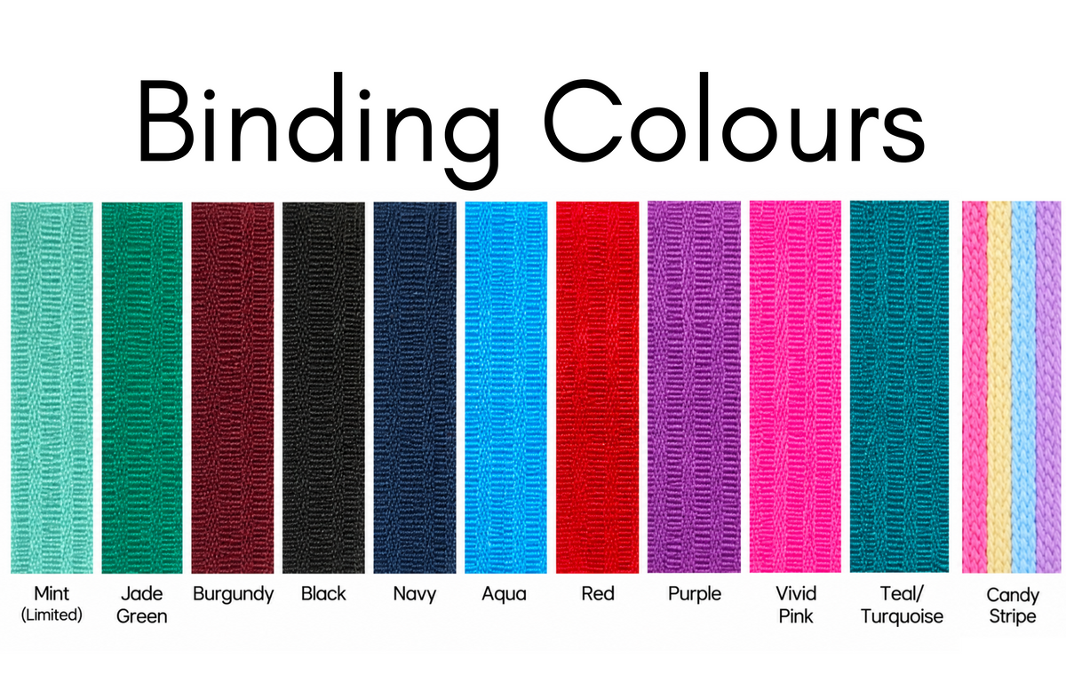 Swatches of binding colours 
