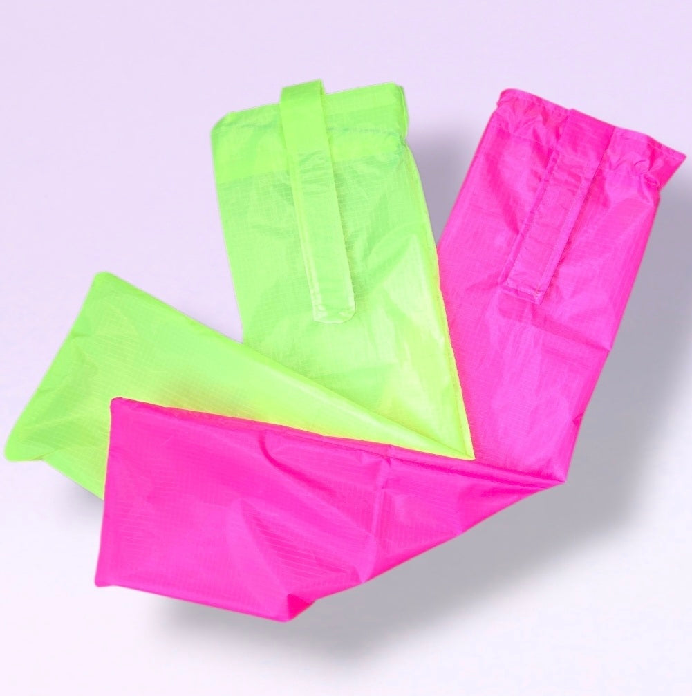 Two Rain Dancer Tail Bags, in colours Hi vis Yellow and Hi Vis Pink
