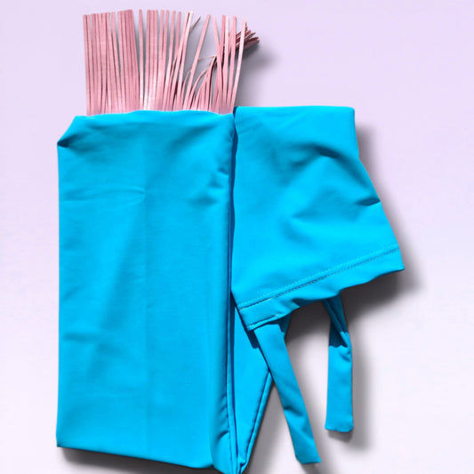 Swish Slinky Tail Bag - Aqua with Pink Tassels