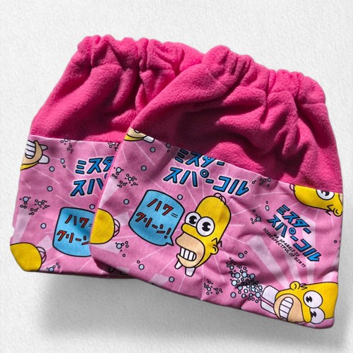 Pink polar fleece saddle sock with Mr.Sparkle design