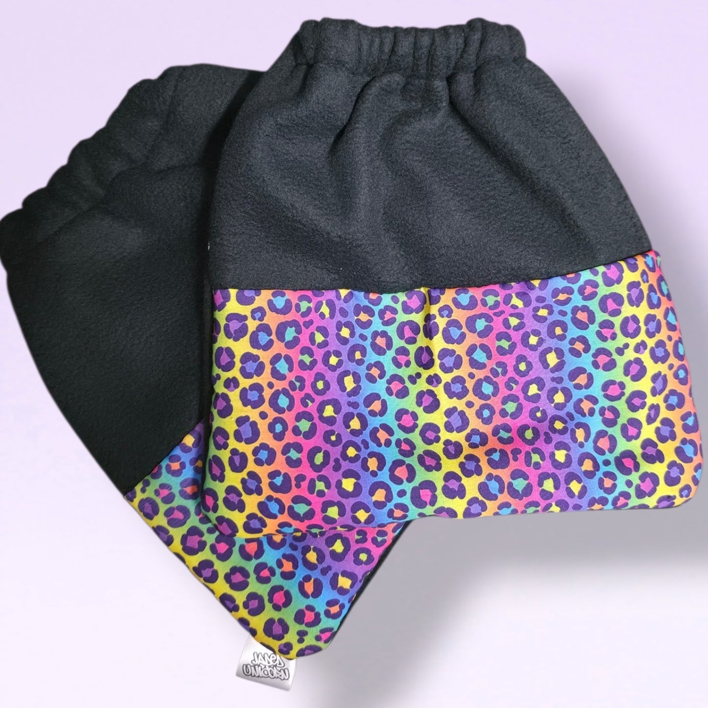 Stirrup Socks - Black Neon Rainbow Leopard