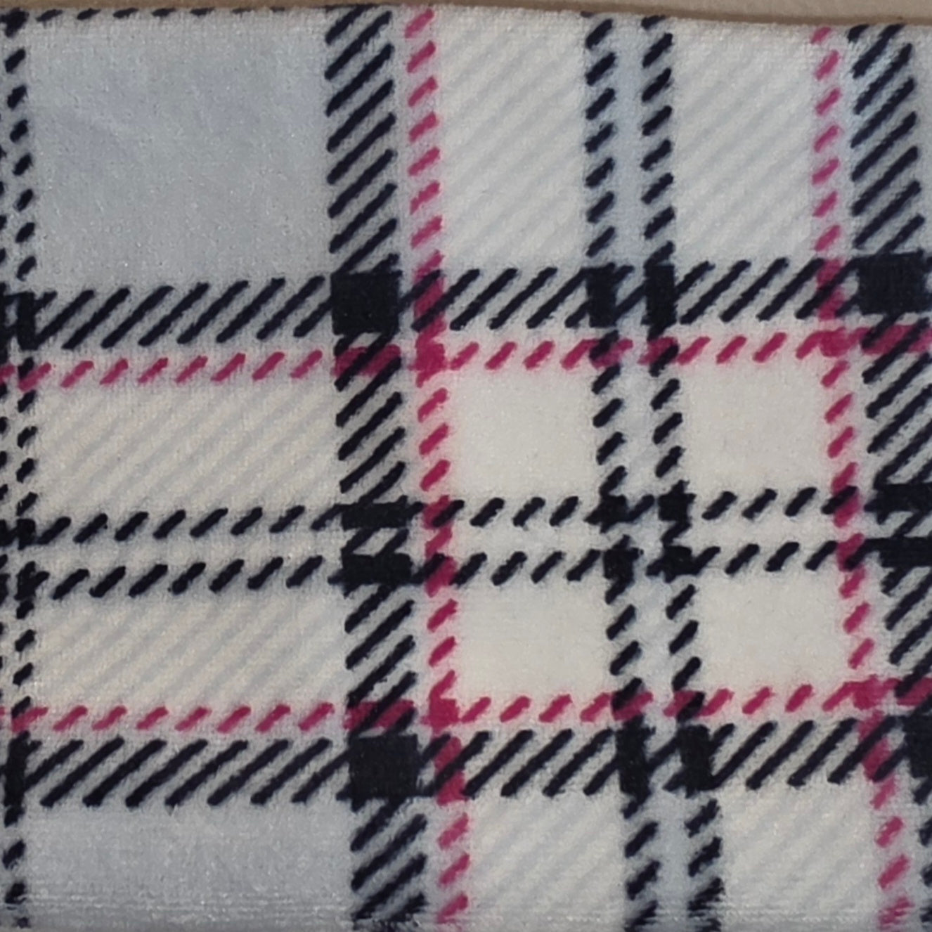 Minky Fleece Ear Warmer Headband - Black & Pink Plaid