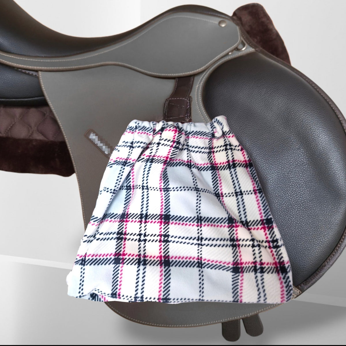 Stirrup Socks - Black, white & Pink Plaid